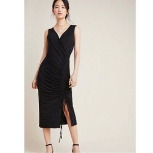 NWT ANTHROPOLOGIE Bailey 44 Ruched Black Dress, Size XS NWT